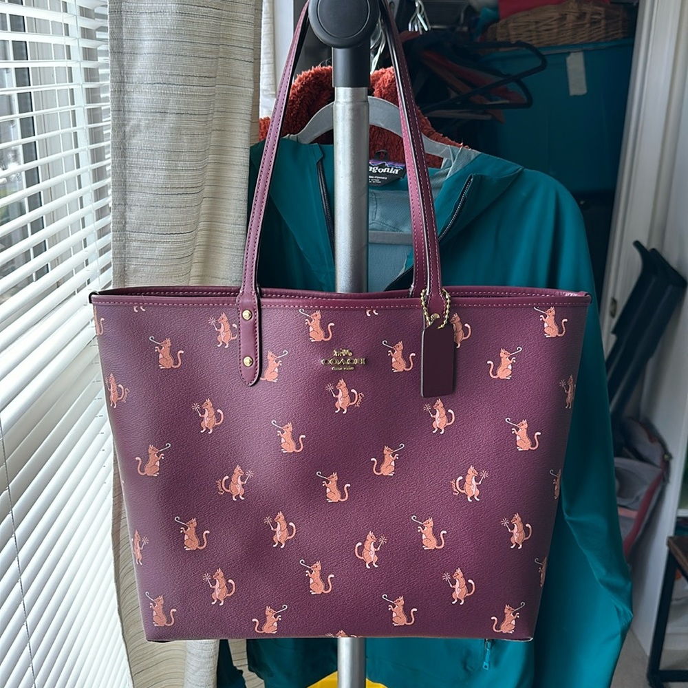 Coach City Tote with Party Cat Print